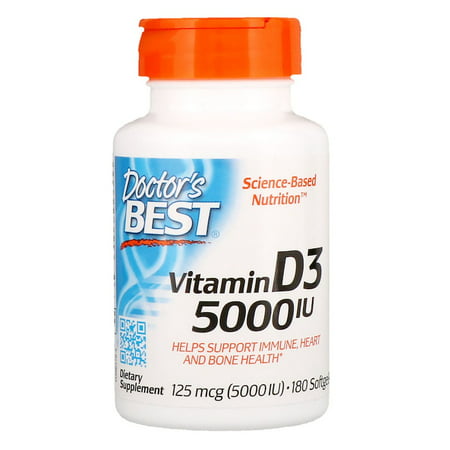 Doctor's Best, Vitamin D3, 125 mcg (5000 IU), 180 Softgels(Pack of
