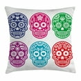 thumbnail image 1 of Day Of The Dead Decor Throw Pillow Cushion Cover, Skull Oriental Mexican Sugar for Festive, Decorative Square Accent Pillow Case, 24 X 24 Inches, Purple Fuchsia Indigo Turquoise Green, by Ambesonne, 1 of 2