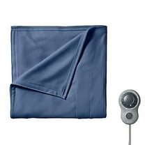 Sunbeam Electric Fleece Blue Heated Blanket 10 Heat Settings, Twin