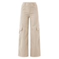 thumbnail image 5 of Ediodpoh Women Wear Waist Three Pocket Trousers Cargo Pants Casual Pants Tailored Fit Womens Work Pants Beige XXXL, 5 of 8