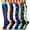 Black Blue, variant on 4 Pairs Medical Sport Compression Socks - 15-20mmhg Graduated Knee-High Support for Men & Women, Ideal for Soccer, Running, and Nurses
