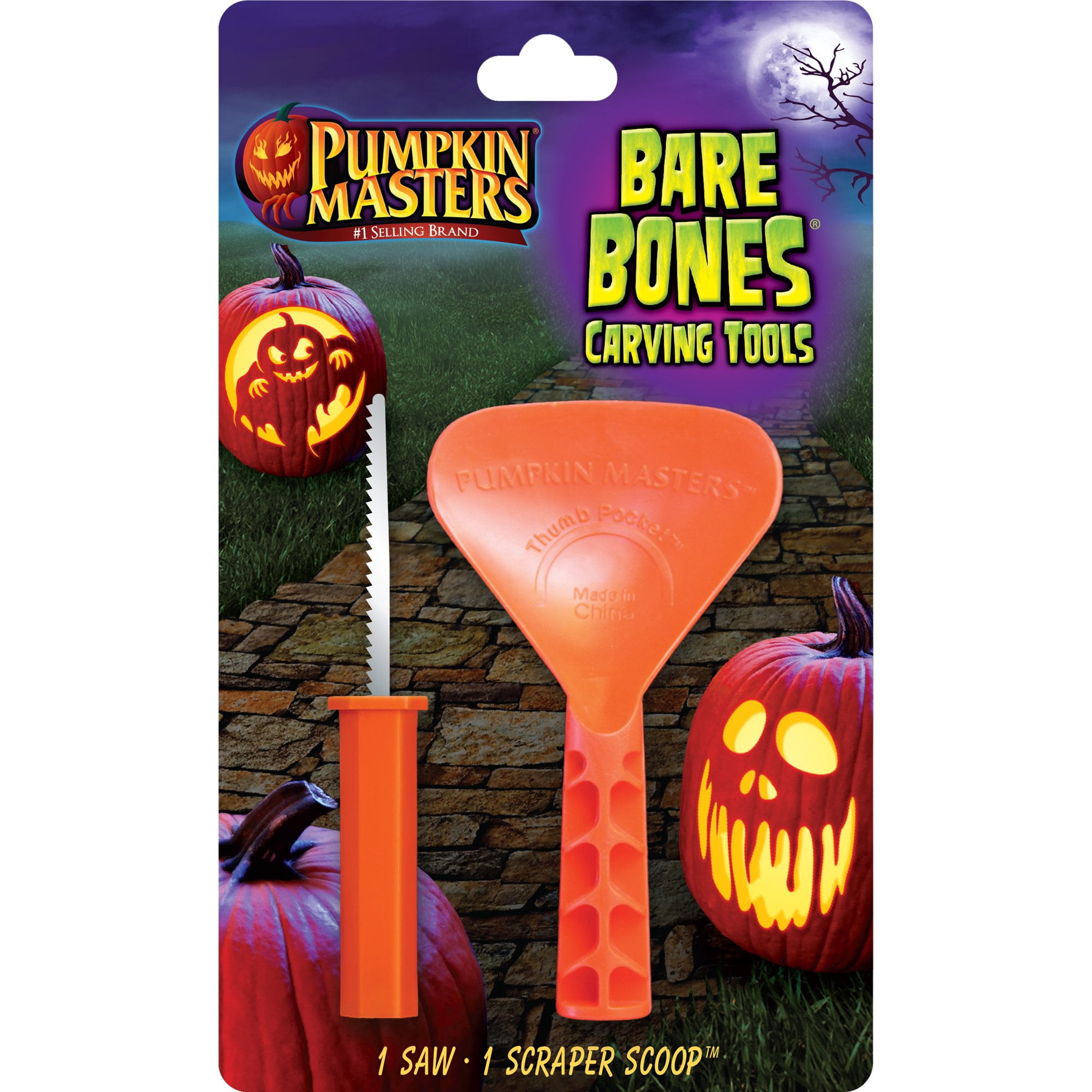 Pumpkin Masters Plastic Bare Bones Pumpkin Carving Tool Kit, 2 Pieces (Orange)