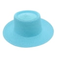 thumbnail image 2 of Helii Straw Fedora Hat for Men Women – Wide Brim Summer Beach Sun Hat, Breathable Lightweight Woven Straw Panama Cap, Unisex Foldable Outdoor Travel Hat with Flat Top Light Blue,One Size, 2 of 3