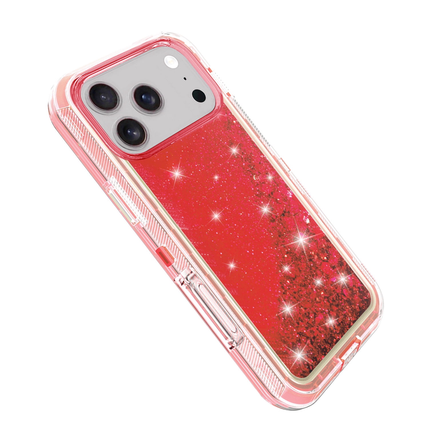 Sparkling Liquid Quicksand Protective Case for iPhone 17 Pro Max - Red