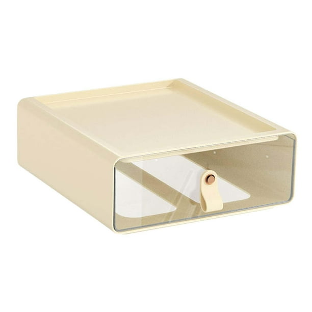 Organizador de escritorio apilable, estuche para joyas portátil y resistente al polvo. Blanco