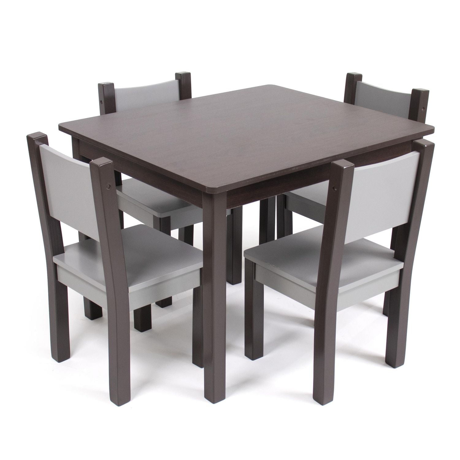 Humble Crew Ensemble table et 4 chaises pour enfants, bois, Expresso/Gris