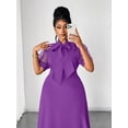 thumbnail image 4 of Elegant Purple A-Line Maxi Dress With Sheer Puff Sleeves And Bow Neck For Spring Summer Autumn, 4 of 7
