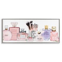 Stupell Industries Women's Fashion Fragrance Glam Accessories Graphic Art Gray Framed Art Print Wall Art, 10x24, by Amanda Greenwood