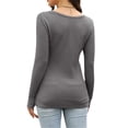thumbnail image 4 of Spring Autumn Women Long Sleeved Solid Casual Cotton T-shirt, 4 of 5