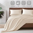 thumbnail image 7 of MR&HM Silky Satin Sheet Set Full Size 4 Pcs, Elegant Luxurious Full Size Bed Sheets, with Flat Sheet, 15'' Deep Pocket Fitted Sheet and Queen Satin Pillow Cases Set of 2 (Full Size, Beige), 7 of 7
