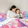 thumbnail image 4 of Feelyou Funny Axolotl Kids Bedding Comforter Set 7 Pieces, Kawaii Cartoon Animal Full Bedding Set, Dreamy Stars Galaxy Reversible Fitted Sheet Flat Sheet, Super Cozy Room Decor, 4 of 7