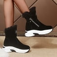 thumbnail image 6 of Gyexs Furry Ankle Boots for Women Winter Warm Sneakers Round Toe on Thick Sole Snow Shoes with Side Zipper Suede Comfortable Walking Shoe, Black, Size 7, 6 of 8
