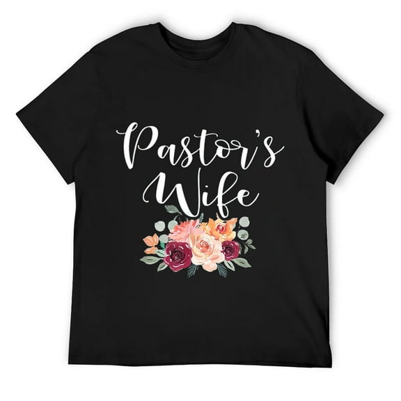 Mens Watercolor Floral Pretty Pastor's Wife T-Shirt Black