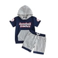 thumbnail image 3 of Faraee Toddler Baby Boy Summer Clothes Cute Short Sleeve Hooded Tshirt Top and Casual Shorts Set Infant Baseball 2 Piece Outfits 0-4 Years Blue, 3 of 9