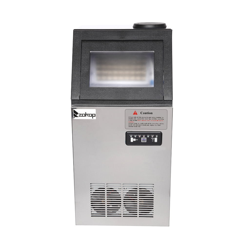 Kepooman 120V/60HZ Stainless Steel Commercial Ice Machine, Free-Standing Ice Cube Maker Machine