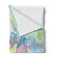 thumbnail image 2 of Colorful Soft Flannel Fleece Throw Blanket, Romantic Brushstroked Backdrop with Haze Blur Splash Features and Moth Antler, Cozy Plush for Indoor and Outdoor Use, 70" x 90", Multicolor, by Ambesonne, 2 of 5