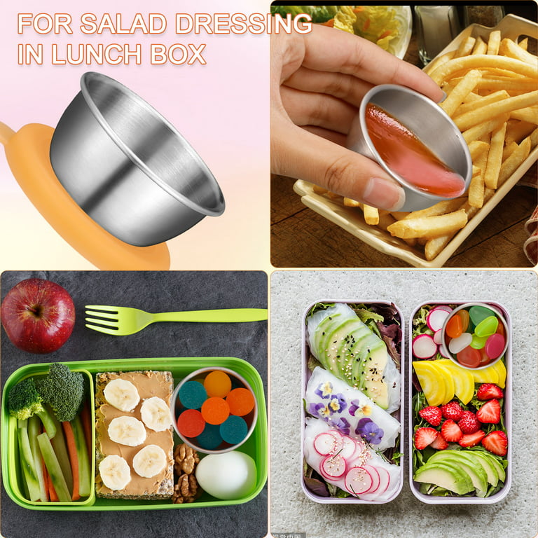 Salad Dressing Container To Go 6x2.5 oz Stainless Steel Condiment