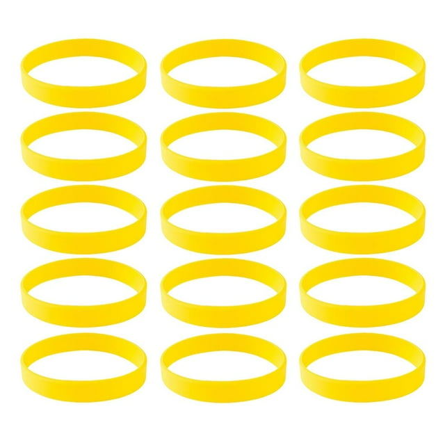 15 pulseras de silicona unisex, pulseras de goma, pulseras de silicona impermeables Amarillo