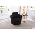 thumbnail image 2 of Swivel Accent Chair, 360 Degree Round Swivel Barrel Chair for Living Room, Modern Upholstered Accent Armchair with Gold Base, Teddy Single Sofa Chair for Bedroom, Office, Nursery, (Black), 2 of 9