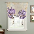 thumbnail image 2 of Purple Iris Tie Up Curtains 45 Inches Long, Kitchen Window Curtains Over Sink, Spring Vintage Flowers Butterfly Leaves Khaki Small Window Curtains Shade Balloon Curtains Valances for Bedroom 34"x45", 2 of 8