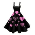 thumbnail image 4 of Valentines Day Sleeveless Vintage Fit and Flare Dress with Heart Print Pattern Casual A-line Midi Pink M, 4 of 6