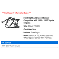 thumbnail image 2 of Front Right ABS Speed Sensor - Compatible with 2001 - 2007 Toyota Sequoia 2002 2003 2004 2005 2006, 2 of 2