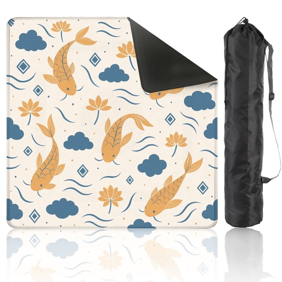 Mahjong Mat 31.5" x 31.5" Cute fish swimming cute Anti-Slip and Noise Reduction Symmetry Design Mahjong Tiles Table Cover for Dominoes Poker Card Board and Tile Games