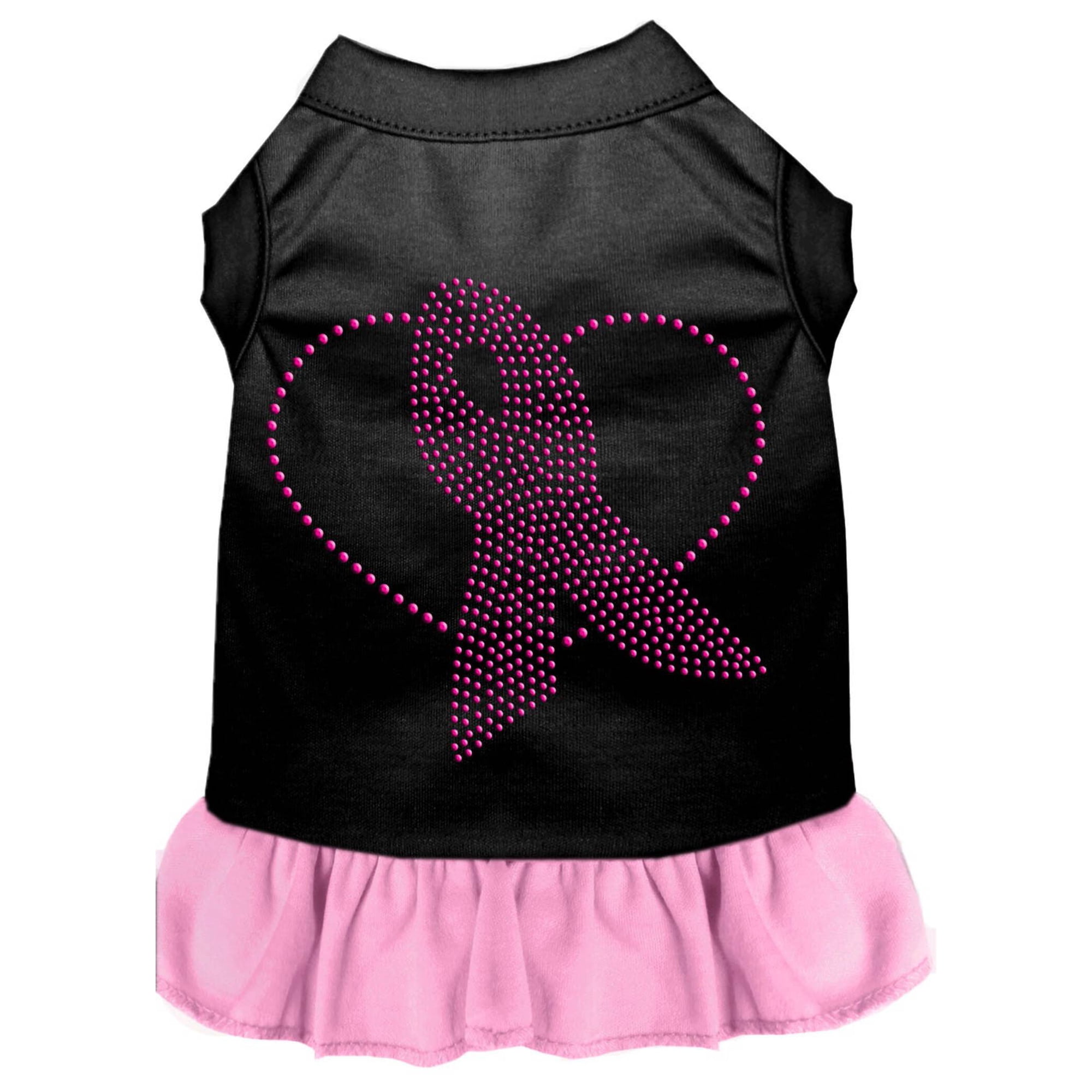 Pet Dog Cat Dress Rhinestone, "Pink Ribbon"