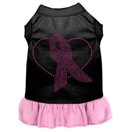 Pet Dog Cat Dress Rhinestone, "Pink Ribbon"