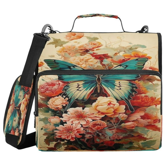 DIXRUYEE Zipper Binder trapper keeper Documents Organized Design Butterfly Blossom Printed