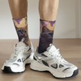 thumbnail image 6 of Rateoe Purple Flower Lazy Cat for Women Casual Calf Socks - Cute Crew Socks - Thin Soft Above Ankle Socks Size 5-11, 6 of 6