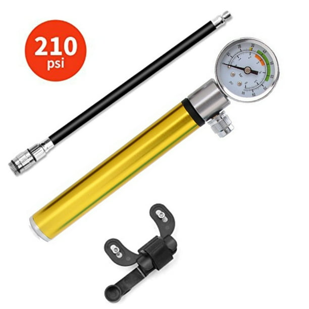 Finex Mini Bike Pump With Gauge Alloy High Pressure Portable Universal