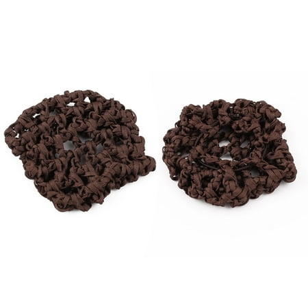 - Women Elastic Bands Mesh Net Bun Cover Snood Hair Ties Nets Dark Brown 2 Pcs