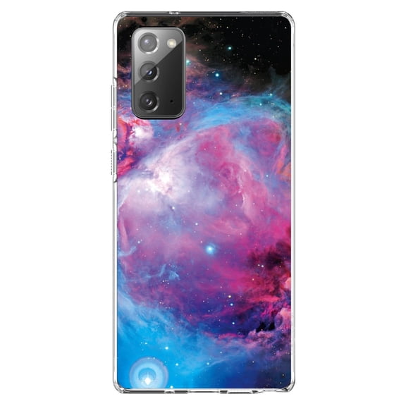 DistinctInk Clear Shockproof Hybrid Case for Galaxy Note 20 ULTRA (6.9" Screen) - TPU Bumper, Acrylic Back, Tempered Glass Screen Protector - Purple Blue Black Orion Nebula - Astronomy
