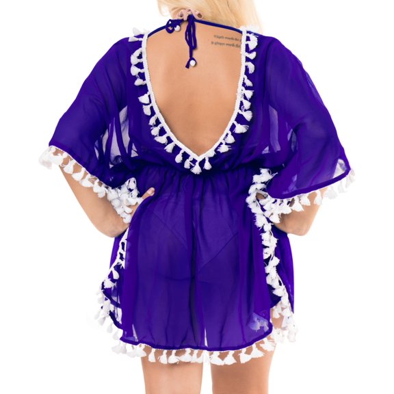 HAPPY BAY Women's Beachwear Loose Swimsuit Coverups for Women Summer Swim Beach Dress Cover ups for Swimwear Women Bathing Suit L-XL Mary Blue_AC565