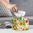 thumbnail image 6 of Naloa Sunflower Cornflower Poppy Tissue Box CoverLeather Tissue Holder Square Facial Tissue Case Facial Paper Organizer Dispenser for Bathroom, Vanity Countertop, Tabletop, Car, 6 of 8