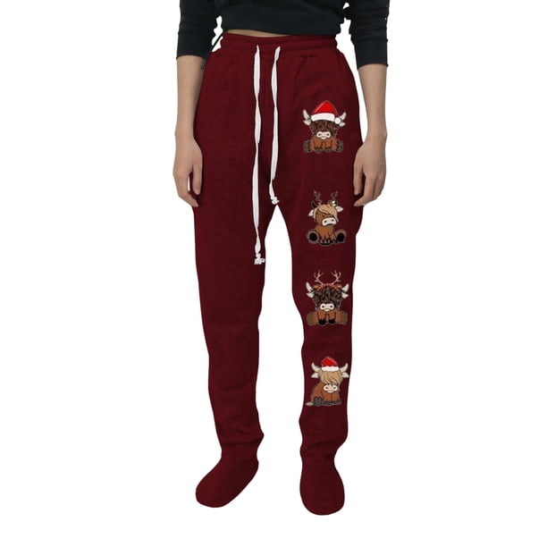 Gibobby Pantalones afelpados de moda para mujer, cómodos pantalones de pijama con pierna recta, pantalones de yoga con cordón, pantalones de pijama de bloque de color transpirables(Vino, M)