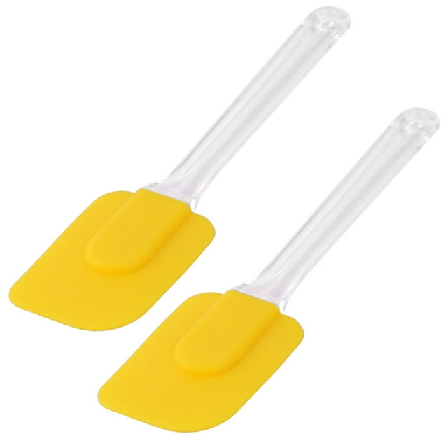 Unique Bargains Kitchen Silicone Cake Cream Butter Baking DIY Mixing Spatula Scraper Yellow 2pcs