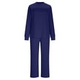 thumbnail image 6 of WRKEKC Sweatsuits Women 2 Piece Outfit Solid Color Casual Round Neck Long Sleeve Sweatshirt with Elastic Waist Pants Set, 6 of 9