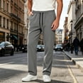 thumbnail image 4 of Mens Big & Tall Casual Golf Pants Drawstring Elastic Waist Baggy Sweatpants Flat Front Slacks Lightweight Loose Fit Summer Beach Trousers Size M-5XL Dark Gray, 4 of 5