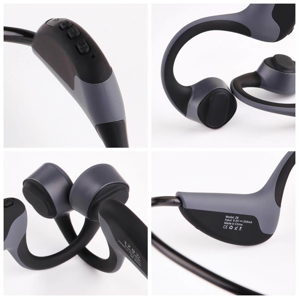 Bone Conduction Headphones Bluetooth 5.0 Open Ear Wireless Headset Titanium HiFi Stereo with Mic Sweatproof Sports Headphones for Running Driving Cycling -Black