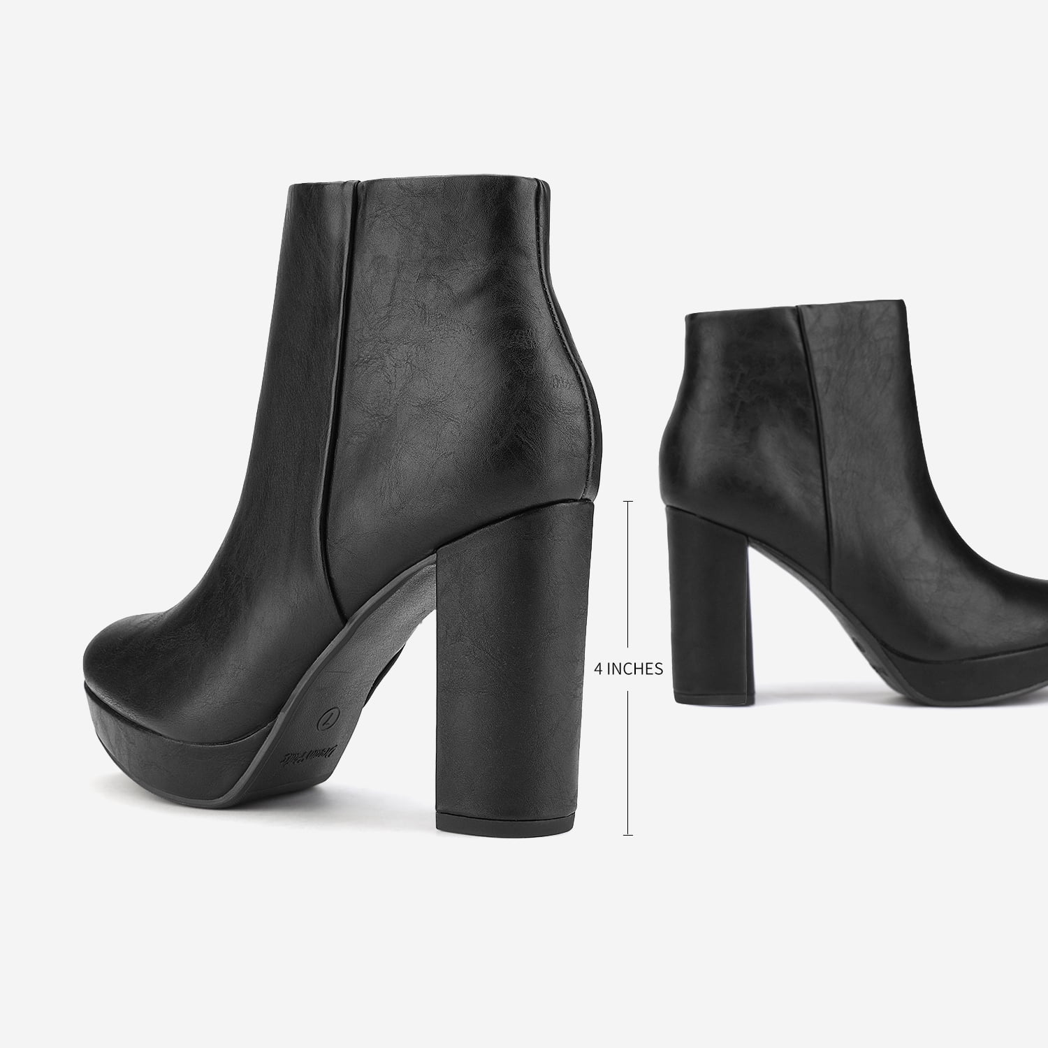 Dream Pairs Women's New Slip On Ankle Boots Chunky High Heel Side
