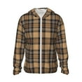 thumbnail image 1 of Balery khaki coffee plaid Sudadera ligera de manga larga con capucha y protección solar UPF 50+ para hombre y mujer, ideal para pesca y running-X-Large, 1 of 7