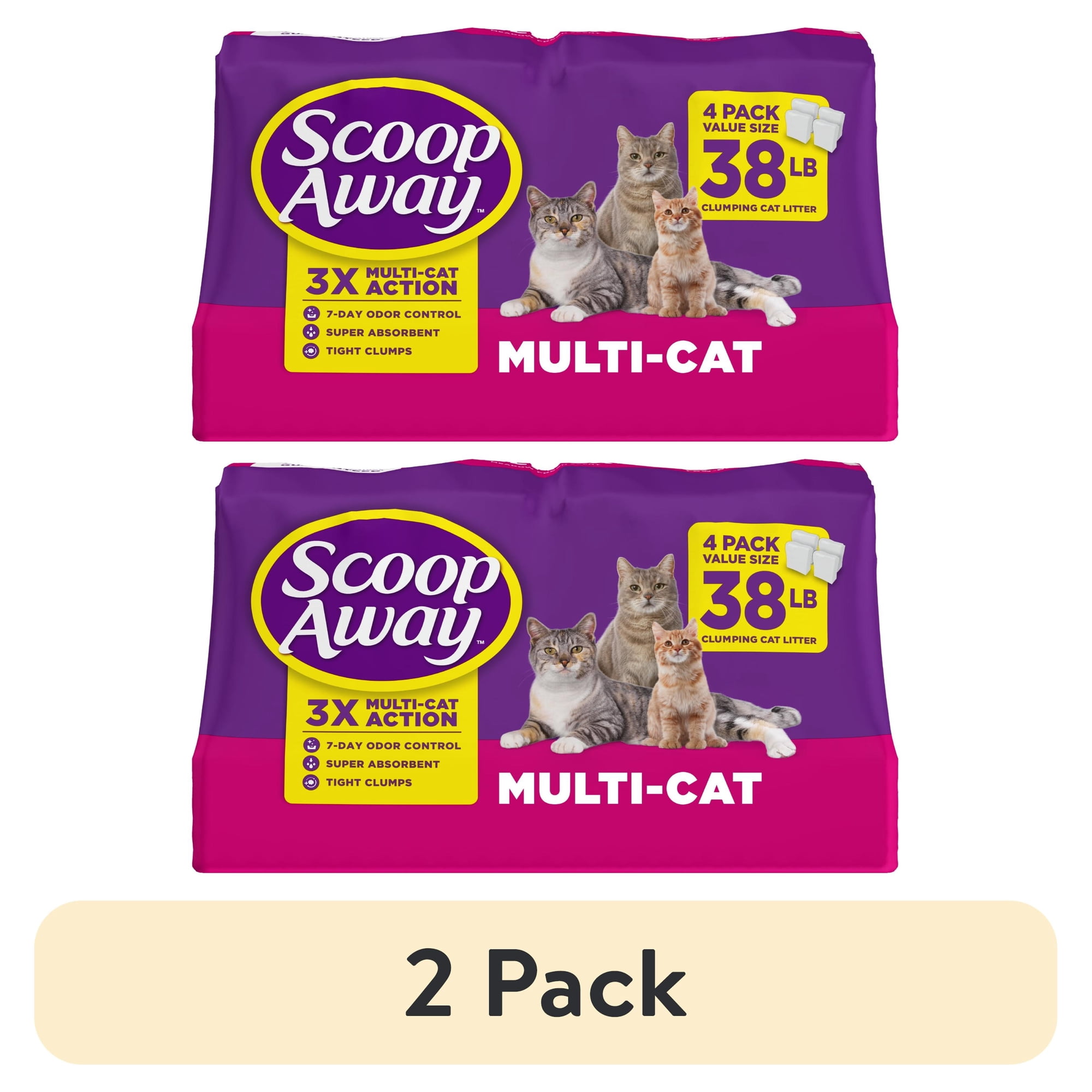 (2 pack) Scoop Away Multi Cat Litter With Meadow Fresh Scent, 38 lb. Box