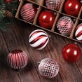 thumbnail image 6 of Lolsea 12ct Christmas Ball Ornaments, 3.15 inch Shatterproof Xmas Tree Decorations, Plastic Baubles for Holiday, Party, Wedding, or Home Decor, Red & White (80mm), 6 of 10