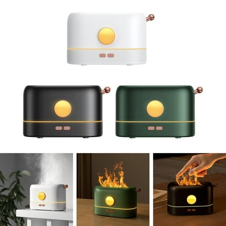 

gluttony 200ml Air Humidifier with Realistic Flame USB Charging Night Lamp for Home Office Kids Bedroom 200ml Cool Mist Humidifier (Black)