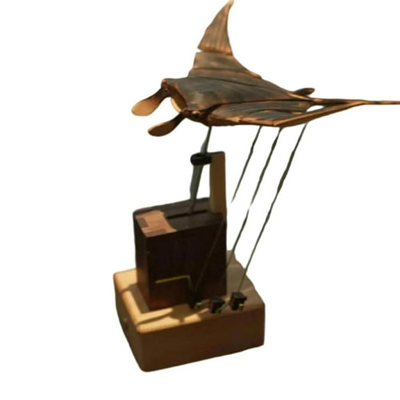 Handcrafted Wooden Automaton Motorized Kinetic Art Sculpture with Realistic Swimming Motion for Home Desk Decoration