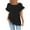 Black, variant on Womens Ruffle Short Sleeve Shirts Flowy Asymmetric Ruffled Hem Loose Spring Tunic Tops Crewneck Dressy Casual Blouses
