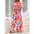 thumbnail image 4 of RETTYGARDEN Women Floral Maxi Dresses Fall Long Sleeve Square Neck Boho A Line Wedding Guest Casual Flowy Long Dress, 4 of 8