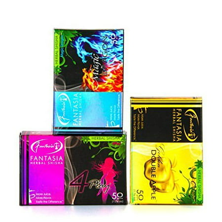 FANTASIA NON-TOBACCO FLAVORED HERBAL MOLASSES FOR HOOKAHS: 50g is 2-5 bowls for hookah pipe. They offer nicotine-free flavors for narguile pipes. (Cuban (Best Hookah Tobacco Flavors)